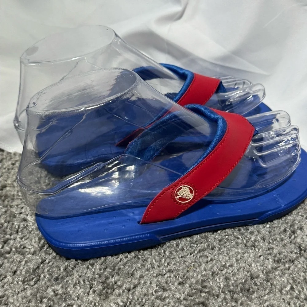 CROCS Red and Blue Flip-Flop Sandals Size 3J